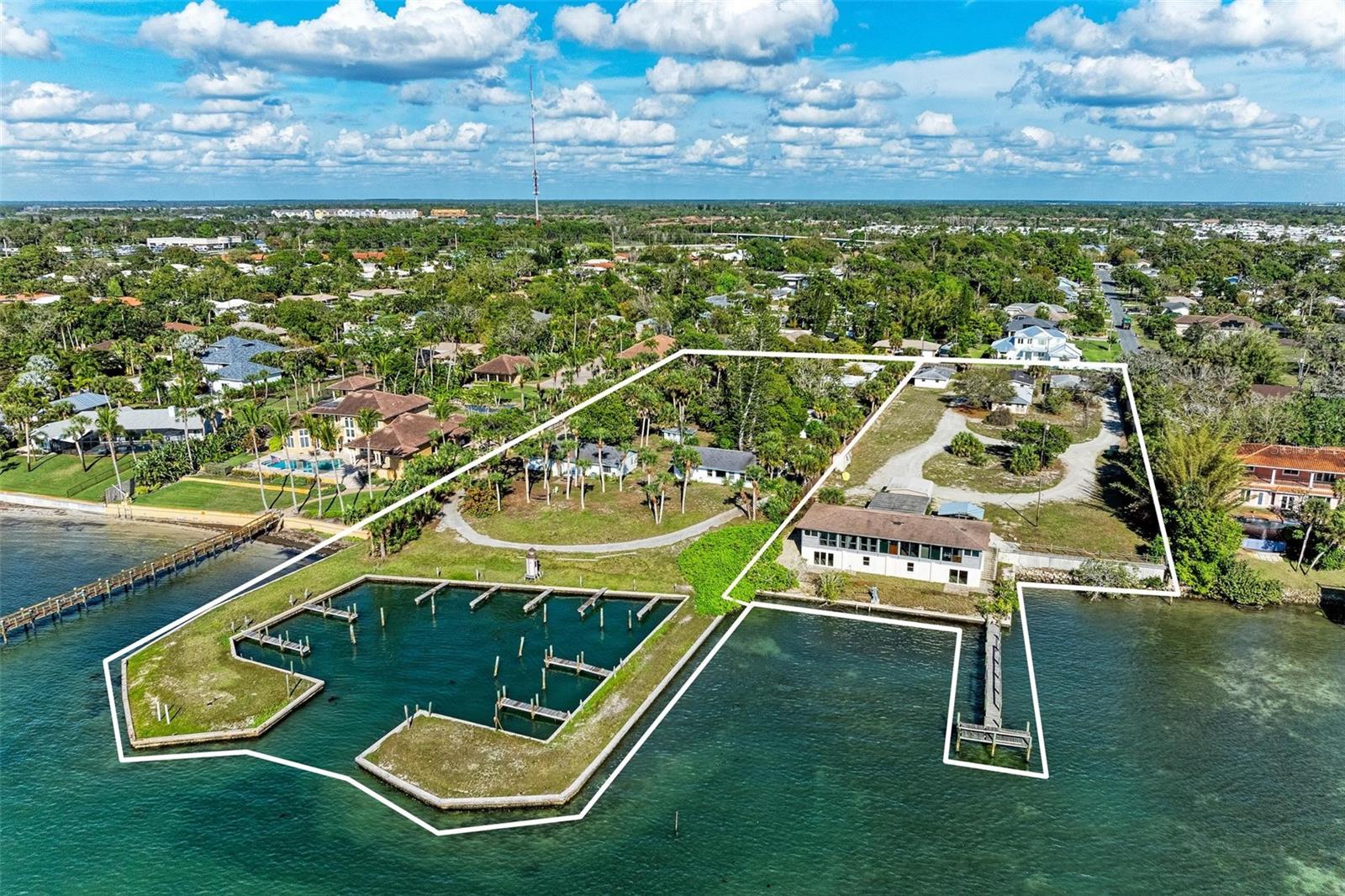 17 Slip Marina + 3.45 acres to build 34 bay front units - Nokomis, FL